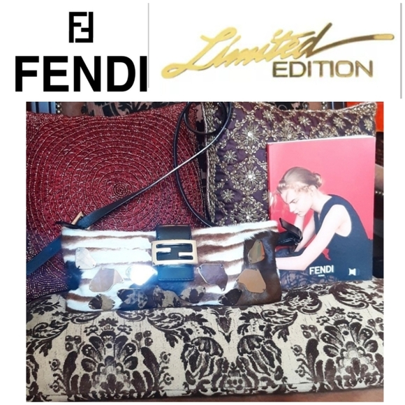 💥RARE💥💯FENDI PONY HAIR & MIRROR BAGUETTE - Picture 5 of 17